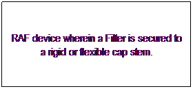 Text Box: RAF device wherein a Filter is secured to a rigid or flexible cap stem. 
